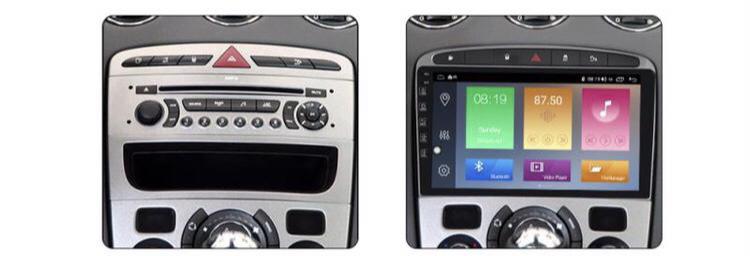 Autoradio GPS Android full tactile Bluetooth Peugeot 308, 408 et RCZ de  2007 à 2013 + caméra de recul