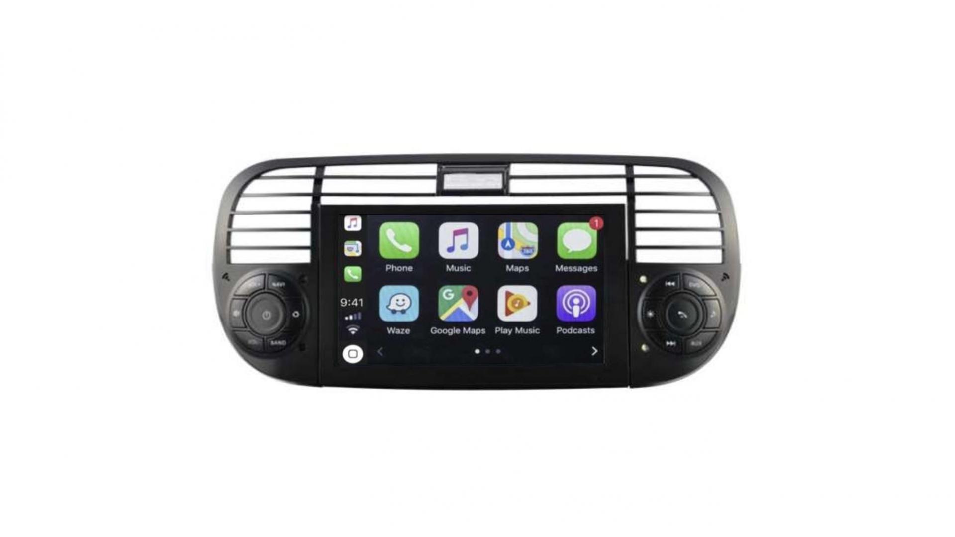 Autoradio GPS tactile Bluetooth Android & Apple Carplay Fiat 500 + caméra  de recul