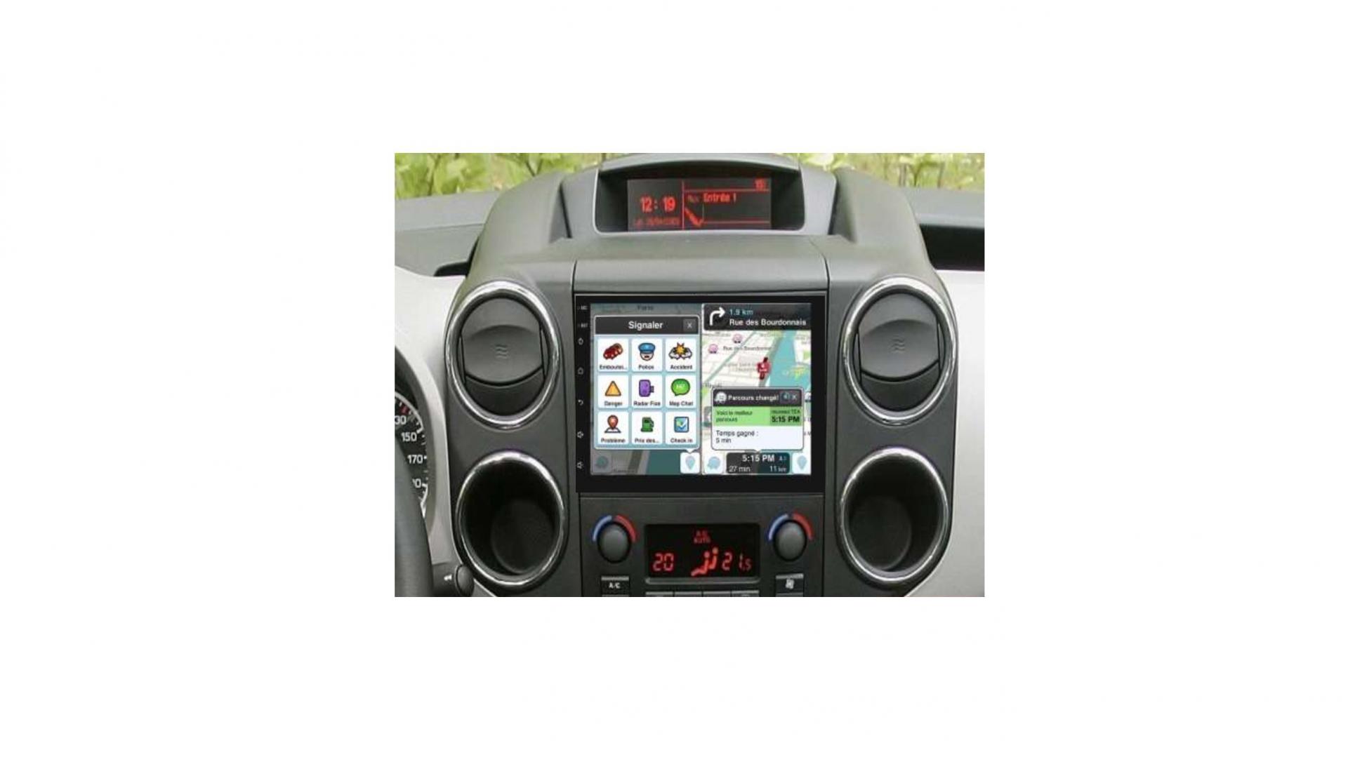 Autoradio GPS full tactile Bluetooth Android & Apple Carplay Peugeot Partner  et Tepee de 2008 à 2019 + caméra de recul