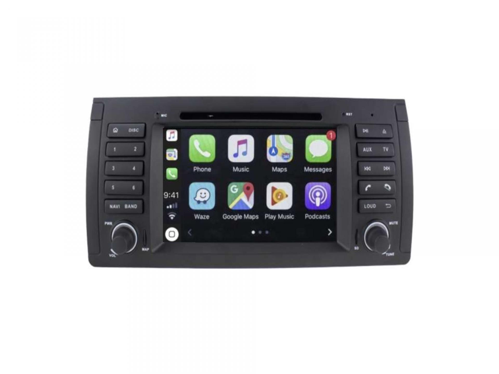 Autoradio tactile GPS Bluetooth Android & Apple Carplay BMW Serie 5 E39,  M5, X5 E53, Serie 7 E38 + caméra de recul