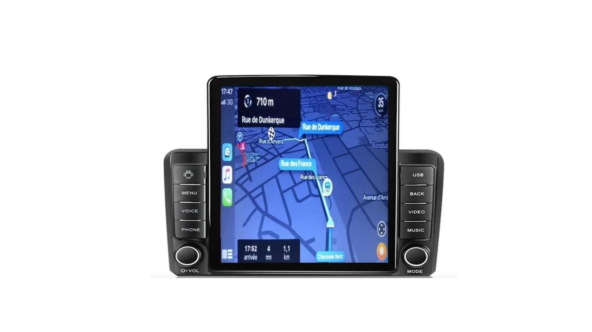 Autoradio full tactile GPS Bluetooth Android & Apple Carplay Audi A3  8P,S3,RS3,Sportback + caméra de recul