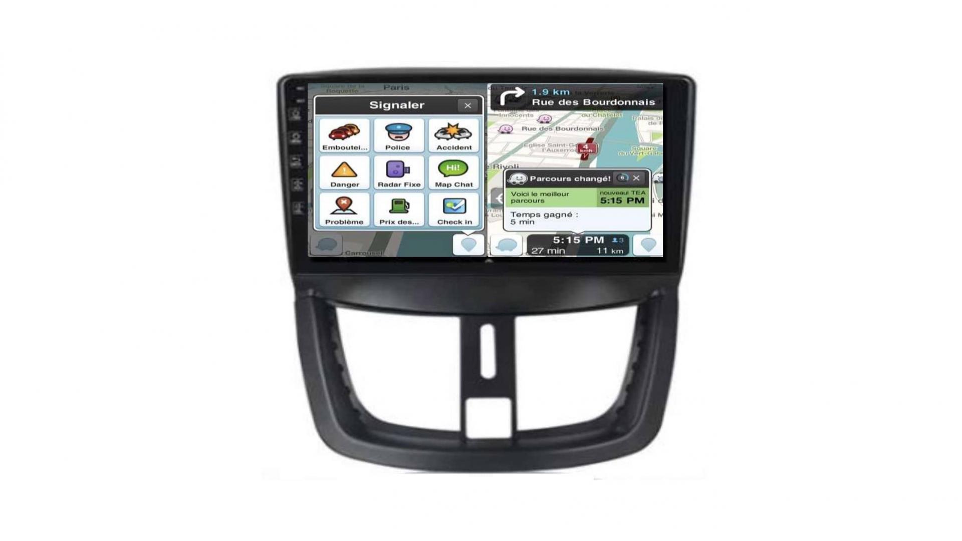 Autoradio GPS tactile Bluetooth Android & Apple Carplay Peugeot 206+, 207, 207 CC et 207 SW + caméra de