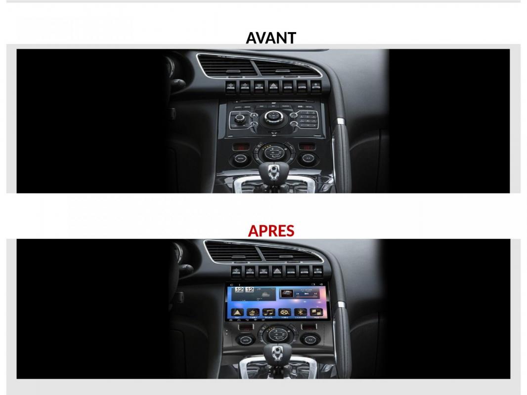 Autoradio GPS tactile Bluetooth Android & Apple Carplay Peugeot 3008 et  5008 + caméra de recul