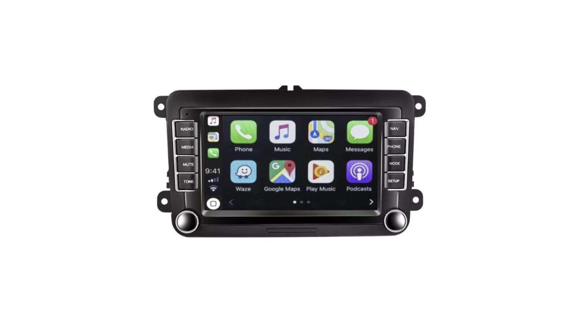 Autoradio tactile GPS Bluetooth Android & Apple Carplay VW Golf 5 et  6,Touran,Tiguan,Passat,beetle,T5,Polo,EOS,Scirocco + caméra