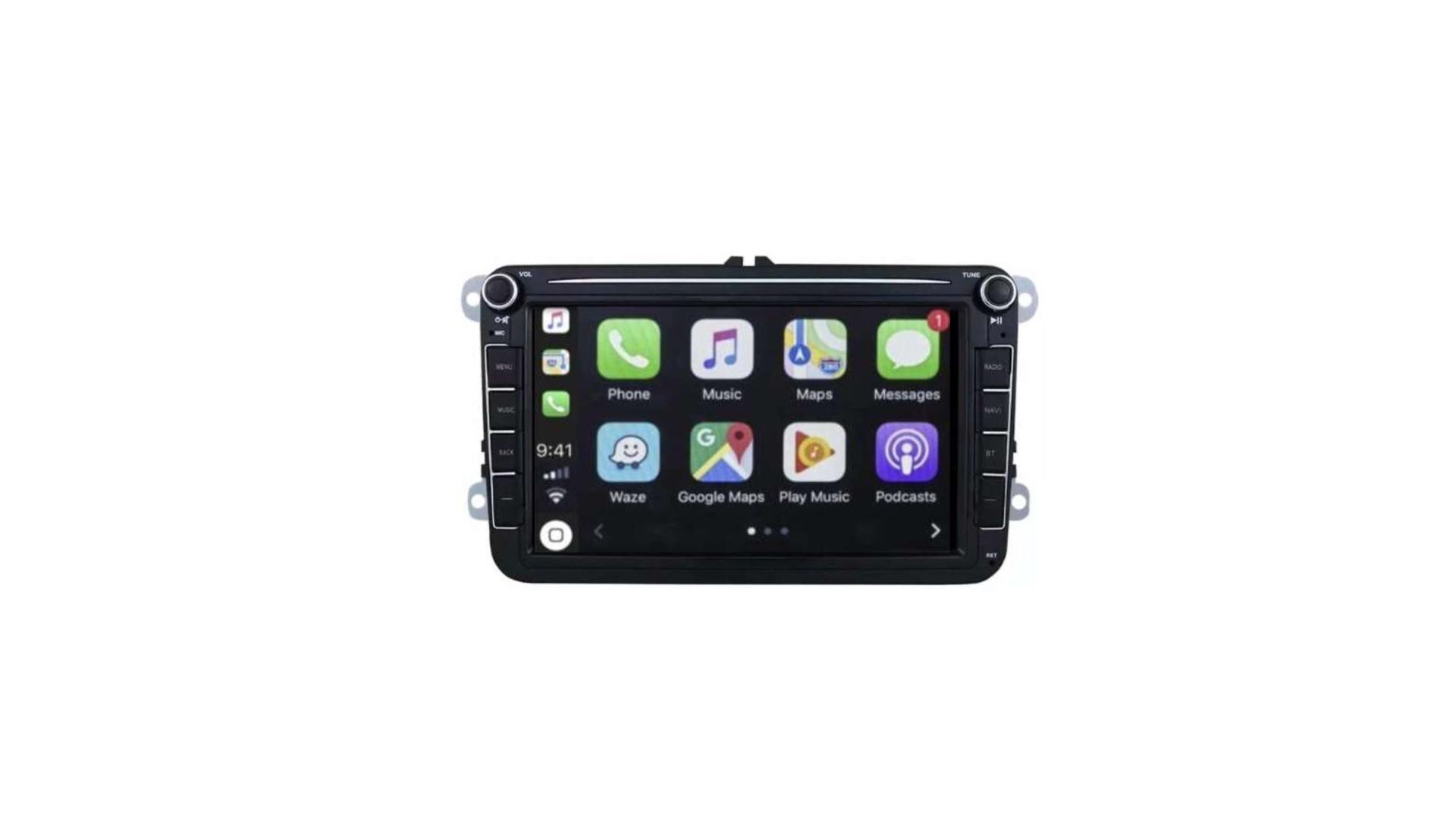 Autoradio GPS tactile Bluetooth Android & Apple Carplay VW Golf 5 et  6,Touran,Tiguan,Passat,Beetle,T5,Polo,EOS,Scirocco + caméra